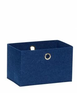 Hubsch Medium Blue Square Felt Storage Basket