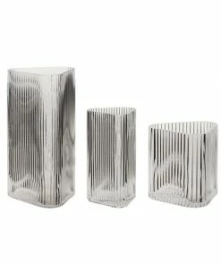 Hubsch Vase Triangle En Verre Strié Grand Modèle