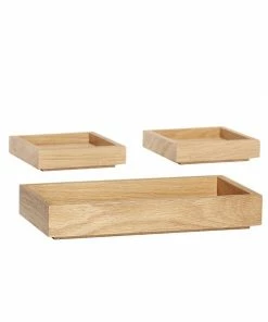Hubsch Boîte De Rangement 3 Compartiments En Chêne