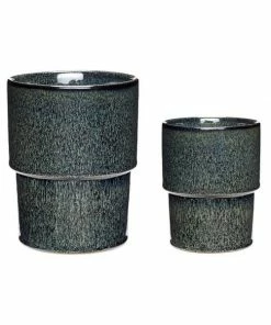 Hubsch Bluesy Glazed Ceramic Pot Set