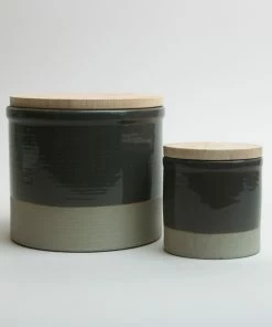 Hubsch Jar With Wooden Lid Large