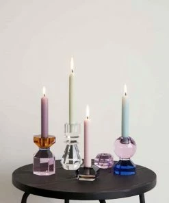 Hubsch Gem Candlestick Holder Tall - Crystal