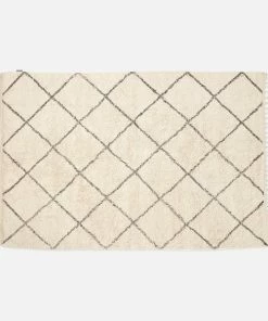 Hubsch Cream & Grey Diamond Pattern Cotton Rug