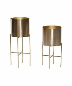 Hubsch Tall Brass Standing Planter