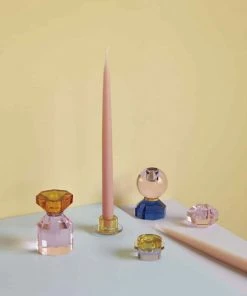 Hubsch Gem Candlestick Holder Short - Crystal