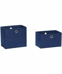 Hubsch Large Blue Square Felt Storage Basket