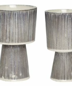 Hubsch Ceramic Pot - Beige + Black - Small