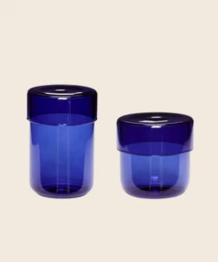 Hubsch Mini Blue Glass Storage Jar