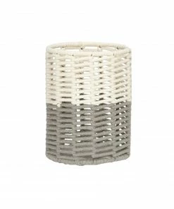 Hubsch Cream and Grey Round Cotton Rope Basket in Medium
