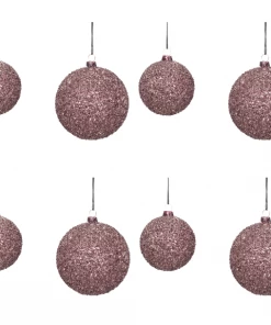 Hubsch Set of 8 Christmas ball baubles plastic, purple