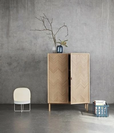 Hubsch Floor lamp metal/glass white