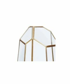 Hubsch Medium Brass and Glass Geometric Terrarium