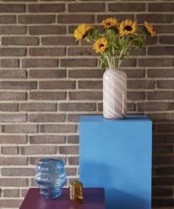 Hubsch Tall Glass Candy Stripe Vase