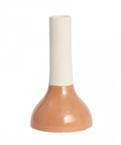 Hubsch Small White and Orange Clay Vase