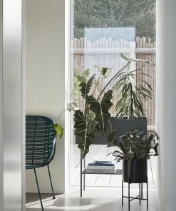 Hubsch Green Rattan Chair With Armrest