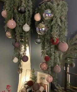 Hubsch Christmas ball baubles glass, pink, s/8