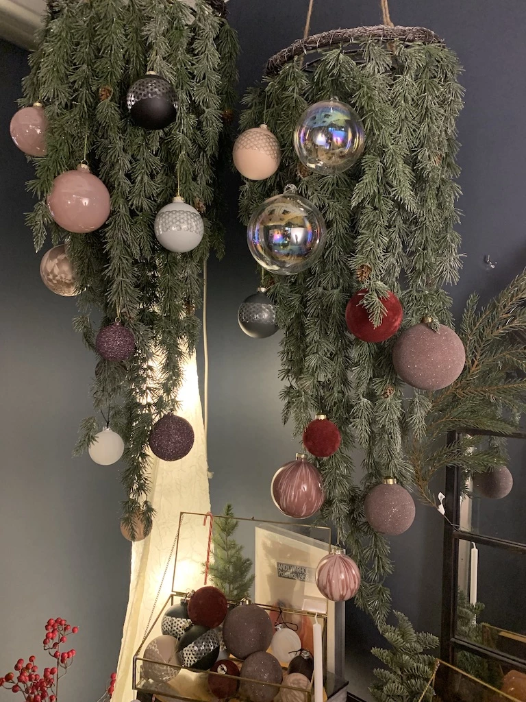 Hubsch Christmas ball baubles glass, pink, s/8