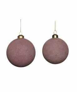 Hubsch Set of 2 Purple Glass Christmas Ball