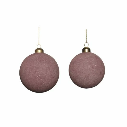 Hubsch Set of 2 Purple Glass Christmas Ball