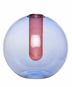 Hubsch Vase Glass Blue Rose