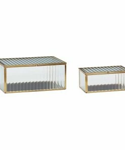 Hubsch Ripple Glass Boxes Clear (set of 2)
