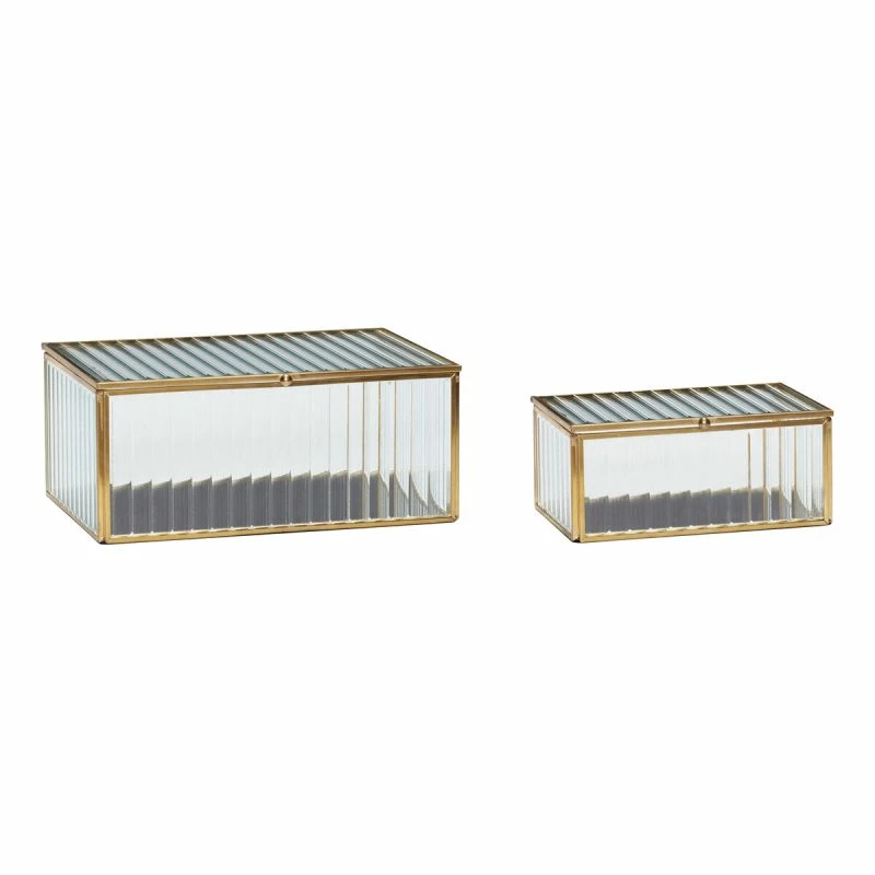 Hubsch Ripple Glass Boxes Clear (set of 2)