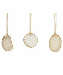 Hubsch Set of 3 White Gold Plastic Christmas Ornament