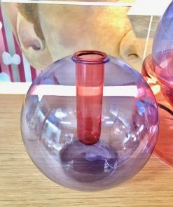 Hubsch Vase Glass Blue Rose