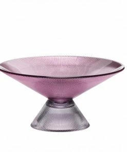Hubsch Bowl Glass Pink Smoked