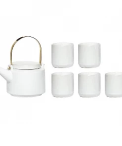 Hubsch Teapot Set With 5 Mugs