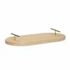 Hubsch Oval Serving Tray with Brass Handles Made of Oak Wood