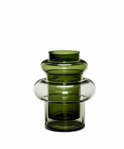 Hubsch Green Glass Vase 2in1
