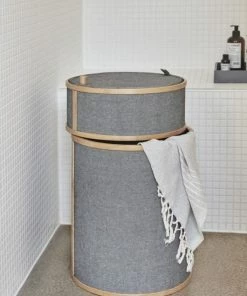 Hubsch Laundry Basket Ø38xh63cm in Bamboo and Cotton