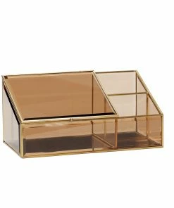 Hubsch Box Brass Glass Brown Inclined