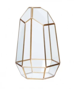 Hubsch Medium Brass and Glass Geometric Terrarium