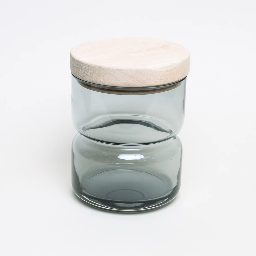 Hubsch Smoked Glass Storage Jar Small