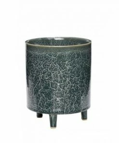 Hubsch Green Ceramic Pot with Legs Large