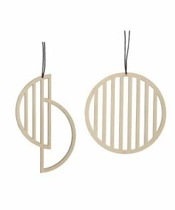 Hubsch Set of 2 Natural Wood Christmas Decoration