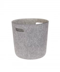 Hubsch Grey Round Felt Basket in Large