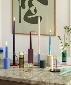 Hubsch Interior Kristallglas Kerzenhalter Blau