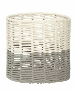 Hubsch Cream and Grey Round Cotton Rope Basket in Medium
