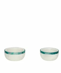 Hubsch Curved Green and White Marble Bowl - 11.5cm diameter
