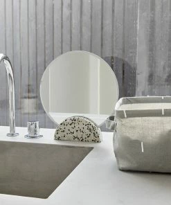 Hubsch Grey Square Cotton Mix Storage Basket With Waxed Lining in Large Size