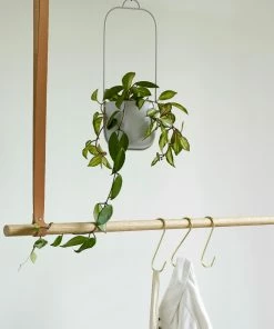 Hubsch Iron Hanging Planter in Soft Grey or Black (Set of 2)
