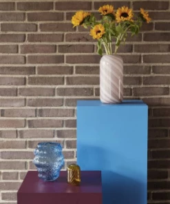 Hubsch White & Pink Glass Swirl Vase - Tall