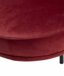 Hubsch Red and Black Velour Round Stool