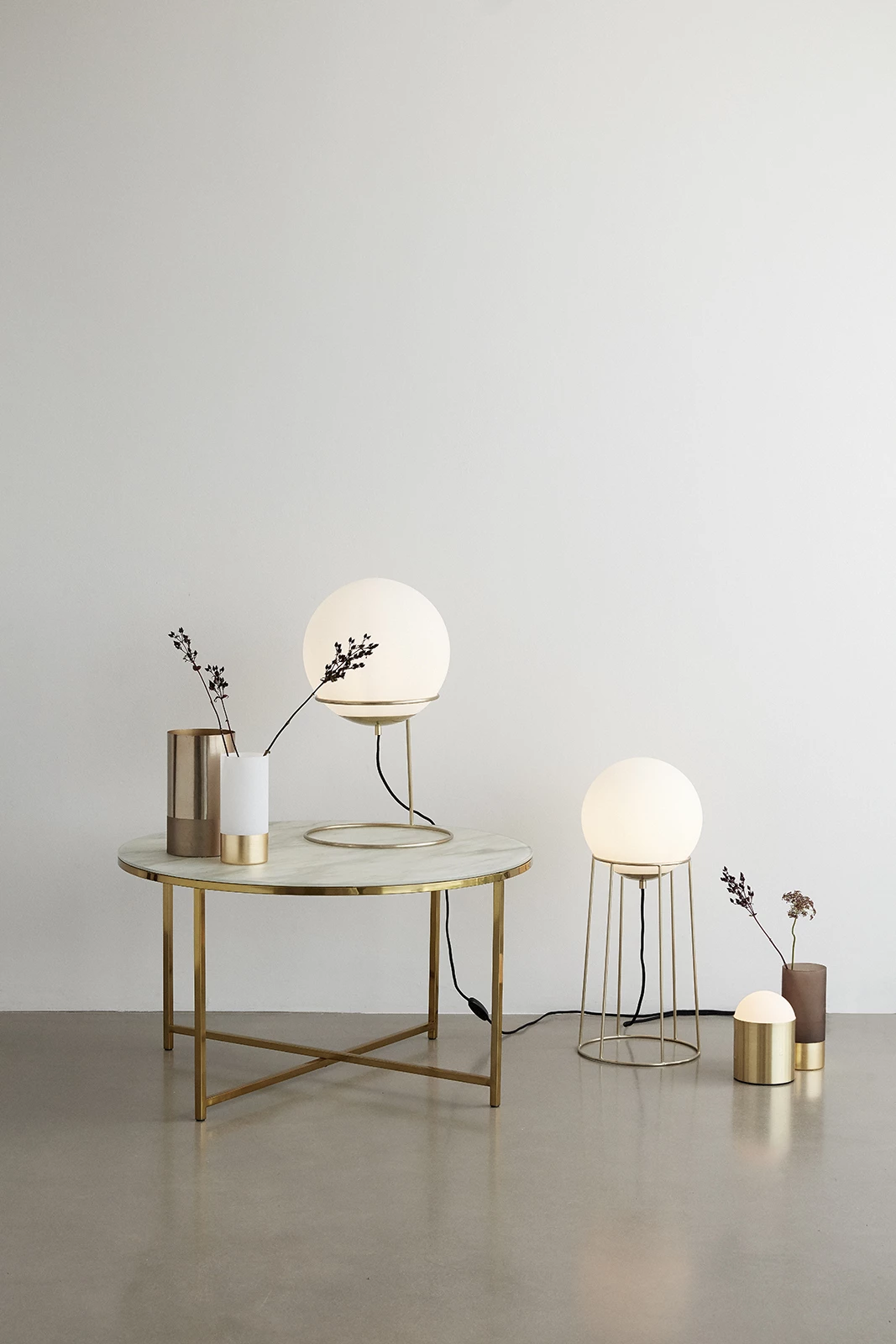 Hubsch Table Lamp, Glass/Brass