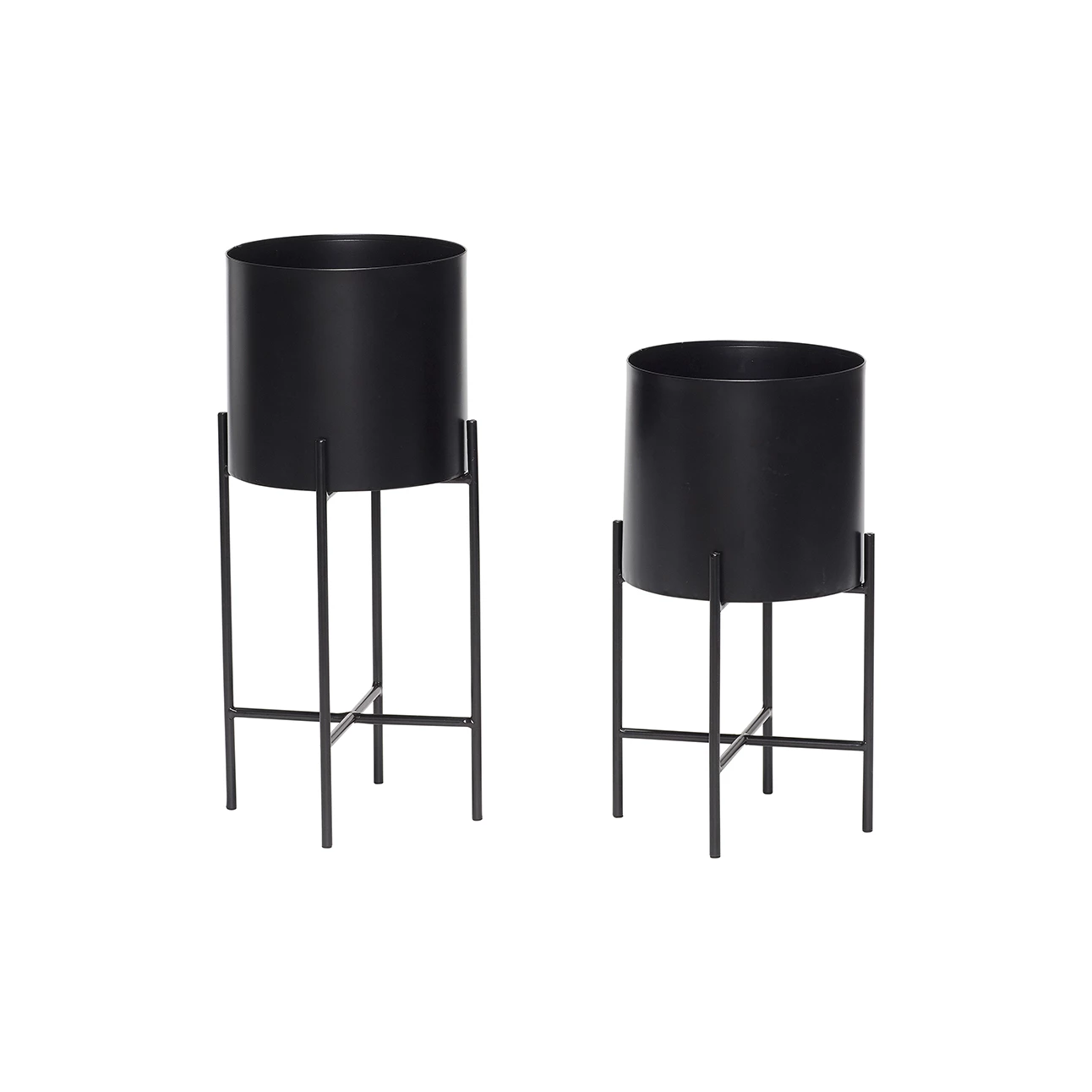 Hubsch Tall Black Metal Standing Planter