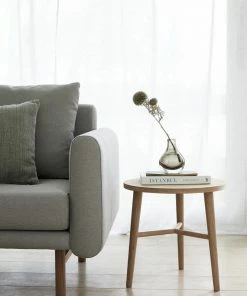 Hubsch Natural Oak Wood Center Anka Auxiliary Table ø40cm