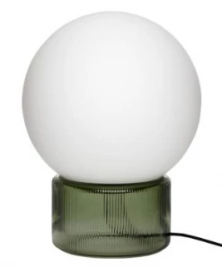 Hubsch Table Lamp, Glass, Opal/Green